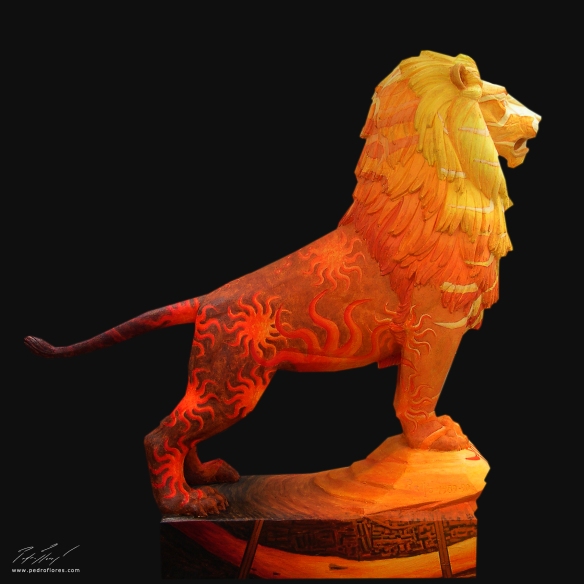 El león como símbolo pintado. Vista izquierda.